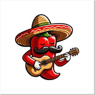 Red Hot Chilli Pepper Funny Cinco De Mayo Fiesta Posters and Art